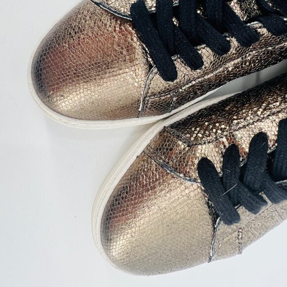 All Saints Sheer Leather Shimmer Trainers 01-11-94‎ Metallic Gold Sizer 10 - Picture 11 of 12